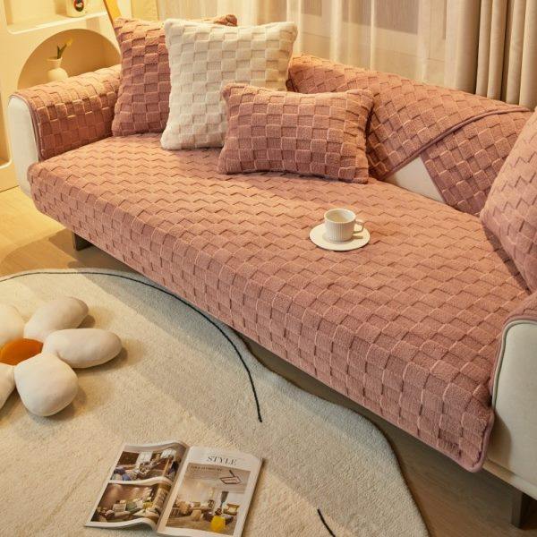 法兰绒沙发垫短毛绒冬季保暖纯色格子防滑靠背巾冬天舒适扶手盖布,居家布艺,沙发垫,淘宝优惠券,粉丝福利购,淘宝优惠卷