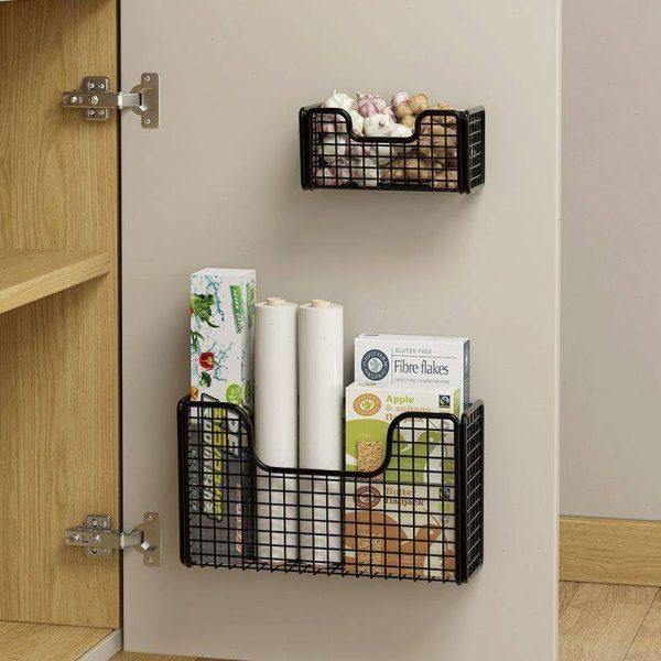 厨房柜门内侧置物架收纳盒门后挂钩保鲜膜袋橱柜门挂篮收纳架,收纳整理,冰柜置物架,淘宝优惠券,粉丝福利购,淘宝优惠卷