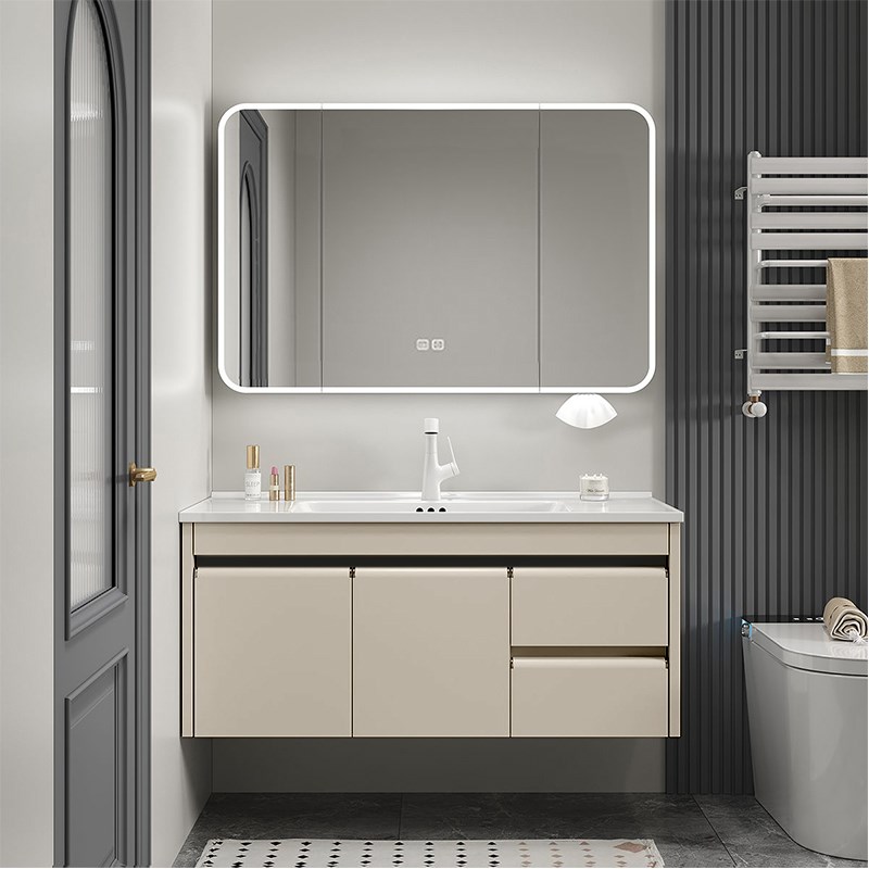 不锈钢太空铝浴室柜组合陶瓷一体盆洗G脸池卫生间镜柜洗漱台洗手