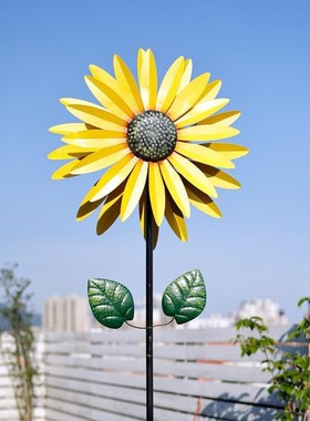 向日葵铁艺大风车花园庭院装饰旋转摆件园艺户外S别墅露台阳台布