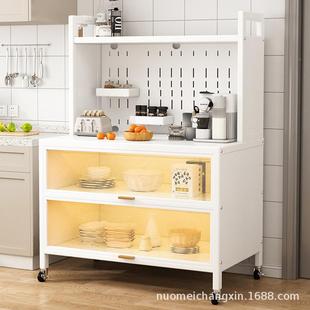 柜收碗纳置柜厨房多层一件FHS起批落微地波炉烤箱物架餐边柜可移