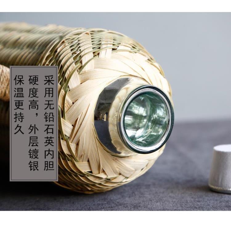 悠然阁竹编古文艺编628复家瓶用竹保温瓶保温壶玻璃内胆暖开水瓶