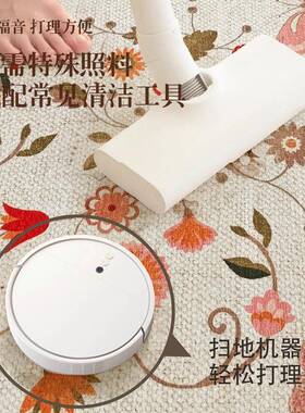 复免古客厅地防毯波斯风沙发毯水免理圈绒印花耐脏打卧ZWL室洗可