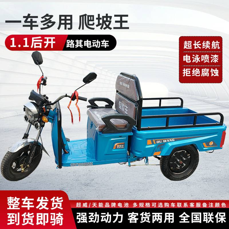 电动三轮车1货运平板车商铺货物搬运大容量自卸式多场景载货三轮
