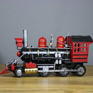 复古怀旧火车头模型摆件客厅办公桌面装饰品橱窗拍摄道具蒸汽火车