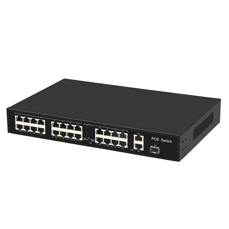 洪亚威视 标准国标24口POE交换机千兆上行口1个SFP口300W功率48V