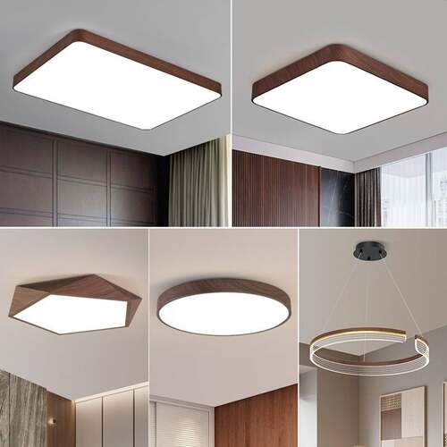 新中式客厅吸顶灯胡桃木纹色卧室灯家用led灯具组合套餐三室两厅