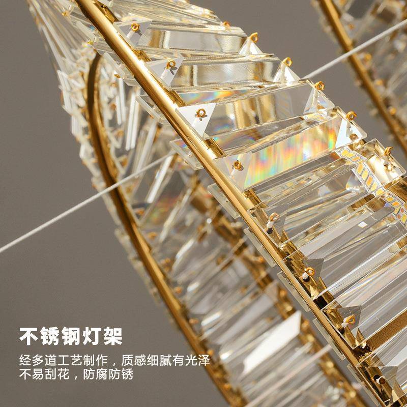意式L大ED客厅水晶吊灯创意轻奢气后现代款圆环形卧新餐厅530室吊