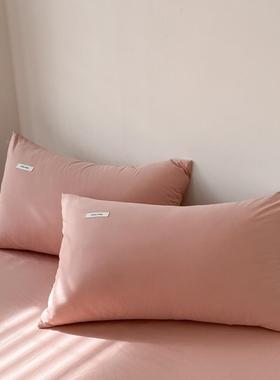 LLA类色类纯棉套纯色全棉枕头套一对48*74acm长方形水洗棉枕枕芯