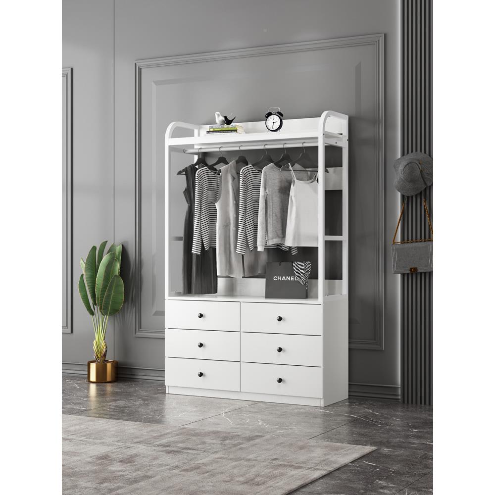 铁艺衣架落地家用简易置衣柜卧室挂架衣客厅帽7890998房间带抽屉