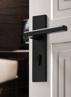 黑色室内卧室房门锁家用房间实木门把手锁具通用型分体磁吸静音锁