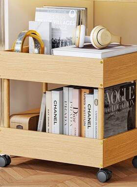 小推车卧书桌旁双层收纳室子分层子可移柜WWY盒动书架桌下整理架