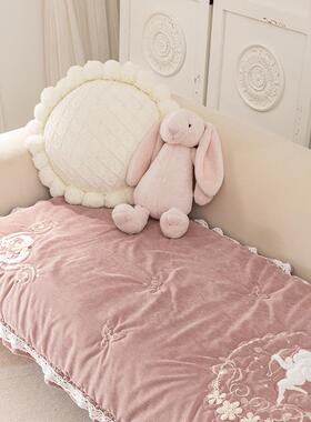 韩式褶皱花边刺绣贴蕾丝布花艺皮沙LSH发防滑布沙发垫坐朵垫椅子