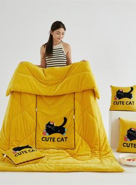 抱枕被两公用加厚办室折叠午睡头毯子M-240806枕二合一沙发子汽车