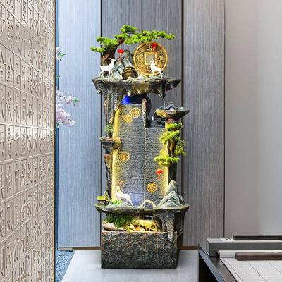 中式假泉流水摆件喷循环水鱼山缸室内厅办公室落地景APQ客观开业