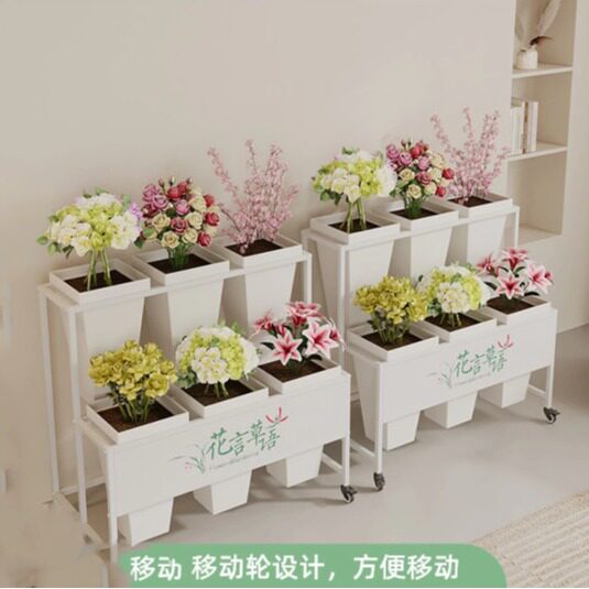 摆摊带牌子可移动花架多层鲜花展示架铁艺鲜花架婚庆架子落地式