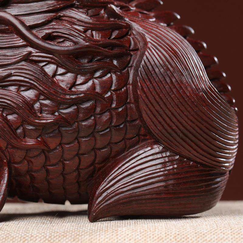 紫檀木雕龙摆件手件家居把客玩厅装饰鱼品木文工艺品送礼