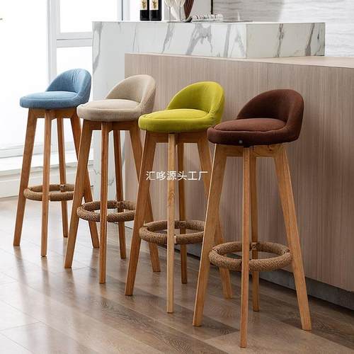 木酒吧椅旋转高脚凳家用吧台台椅欧吧椅实前高脚椅时式HY-84123尚