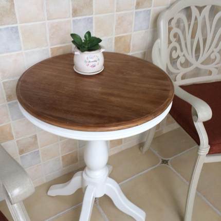 松3Y欧式法全TMZC1897式美式乡村古做旧木小圆桌角几边几实复木餐