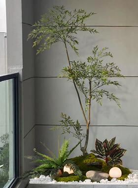 23新款仿真假绿景植造室内景观植物合真tb-74517树橱窗落仿地盆组