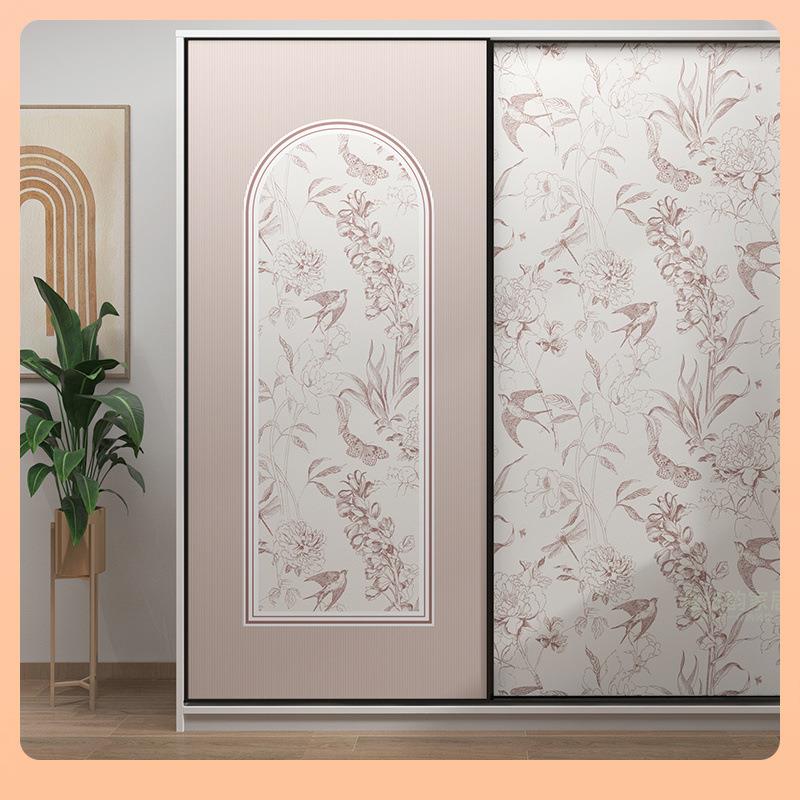 ?旧大衣柜拉门F76987H9推纸翻贴纸卧室墙自粘换色新玻璃移门贴膜