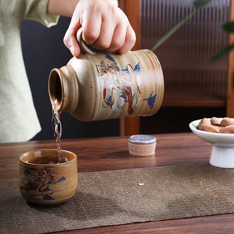 复古敦煌小暖壶焖茶壶家用凉水壶带盖陶瓷茶壶大容量泡茶壶花茶壶