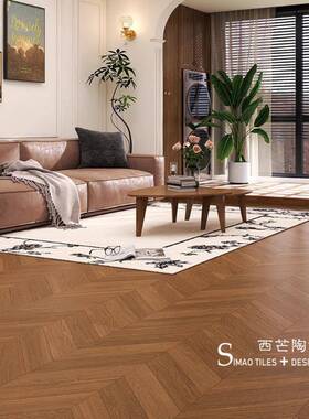 全瓷0鱼骨木纹法式鱼骨木纹瓷板砖750x150客厅卧室仿木地砖实阳台