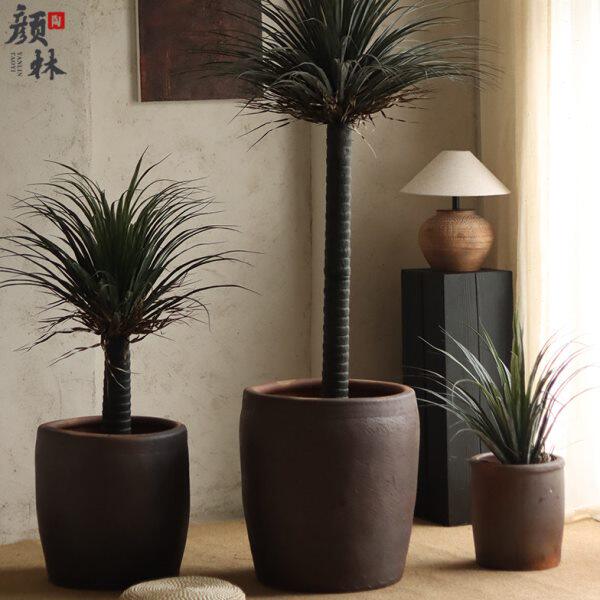 土陶缸大号落地花盆景观种树陶缸花园酒店大堂装饰盆侘寂陶盆装饰