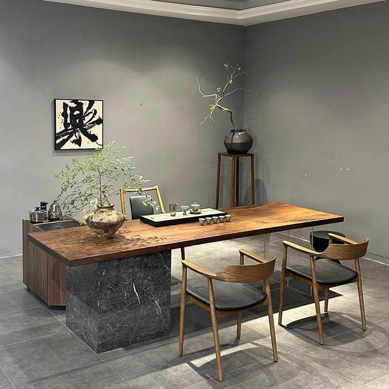 新中式现代简约实木茶桌椅组合新款高端茶空间黑胡桃木泡茶台