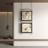 现代中古风装 壁灯墙面高档挂饰立体吊杆挂画 饰画金属铁艺壁挂法式