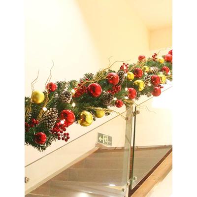 圣诞装饰用品.米藤花环藤圈酒店商场酒吧楼梯扶手户外布局