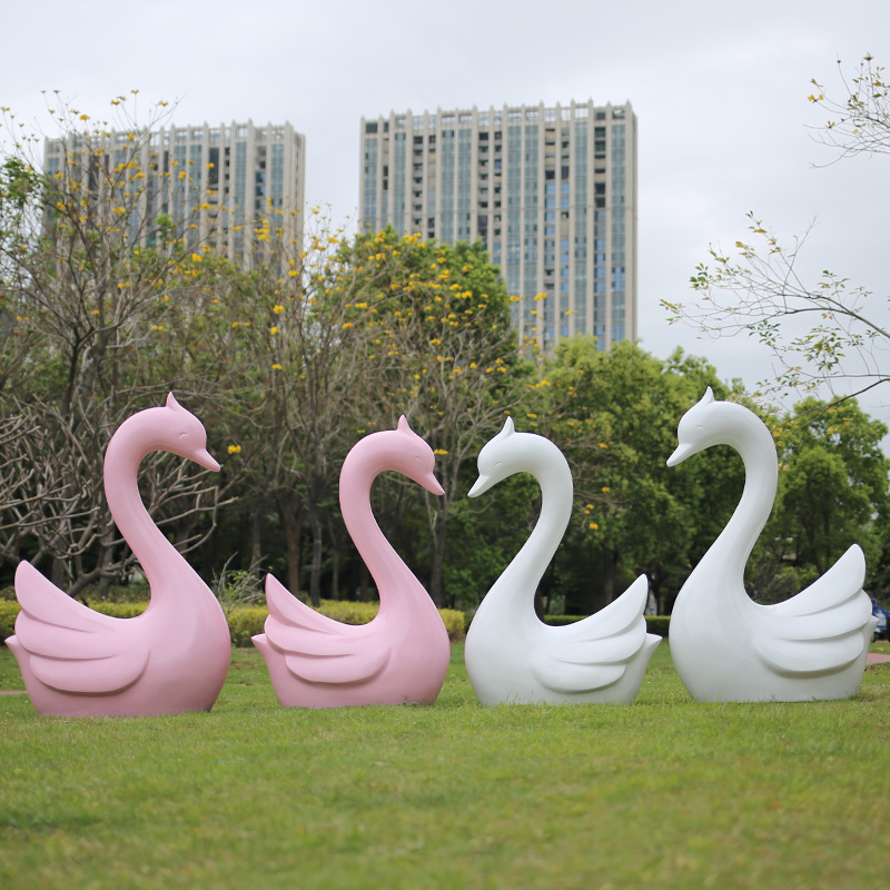 园林景观小品玻璃钢抽象爱心天鹅雕塑装饰品户外S花园Z庭院草坪摆