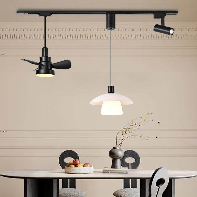 可升降蘑菇灯风扇灯胡桃木色复古风餐厅磁吸轨道中古玻璃餐吊扇灯,电子元器件市场,其它元器件,淘宝优惠券,粉丝福利购,淘宝优惠卷