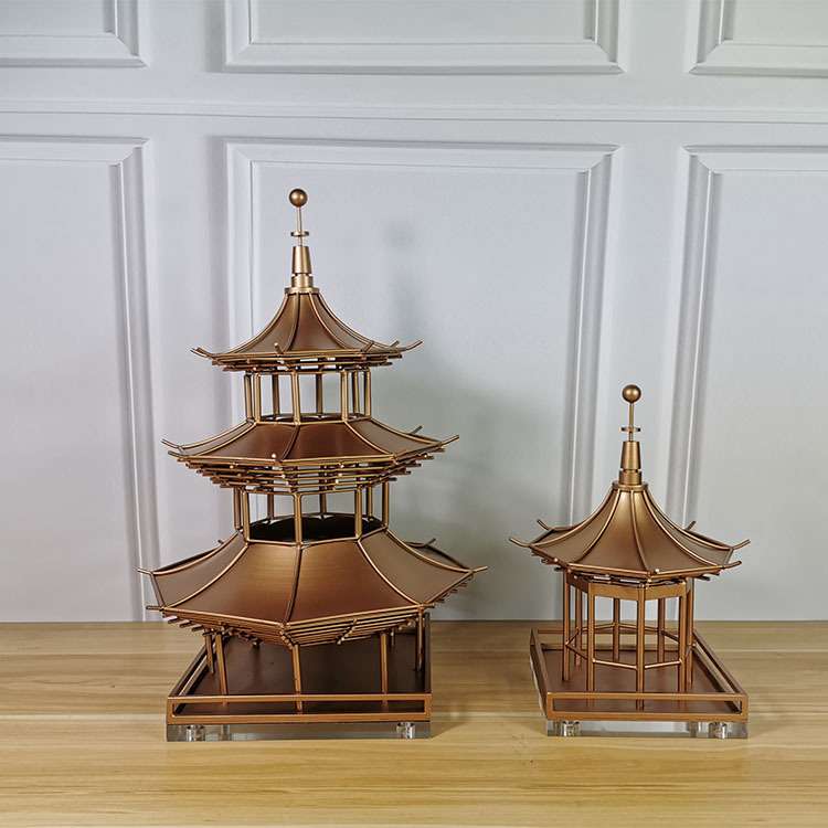 新中式创意轻奢现代家居金属宝塔摆件玄关工艺品摆设软装饰品
