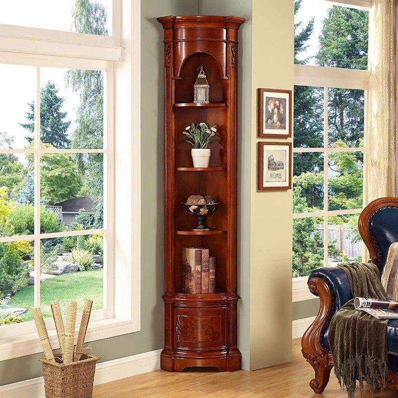 实木三角酒柜客厅角厨白色置物架欧式拐角转角边柜美式角柜墙角柜