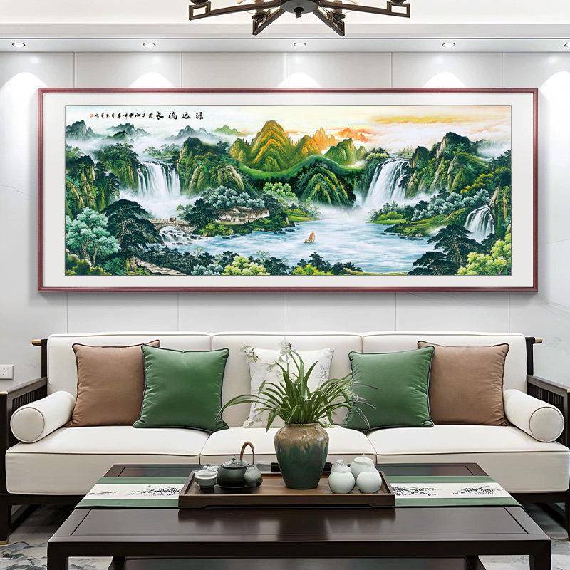 2026新款聚宝办盆公室背装饰靠西墙壁字画SLZ山景水风景挂画客厅