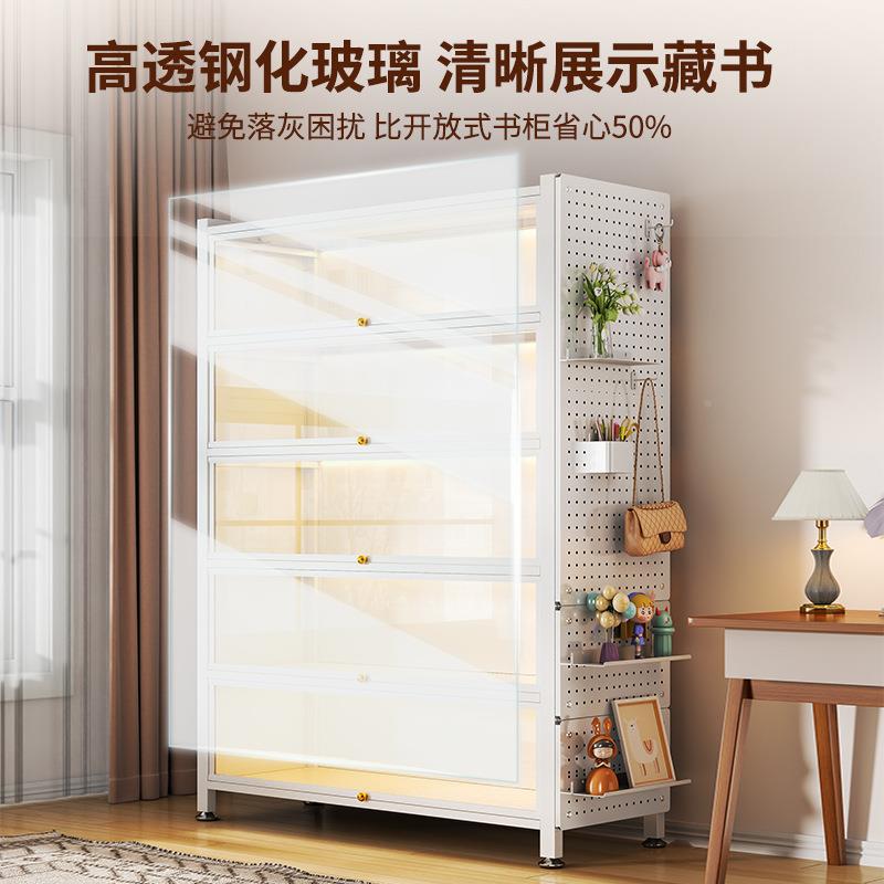 钢202507J示架制书架玻璃带门儿童书柜多功能防尘展柜靠墙铁艺置物收纳柜