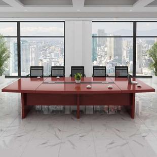 会议0925桌贴实木皮办长桌公桌椅组合油议漆会约台条形桌洽谈桌简