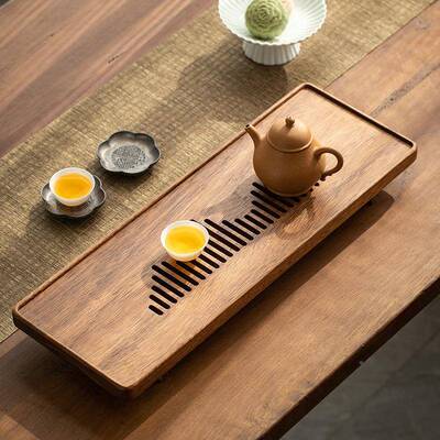 胡屉桃实泡木新中式家用茶盘干盘抽式小型干泡台木壶承茶几小NRX