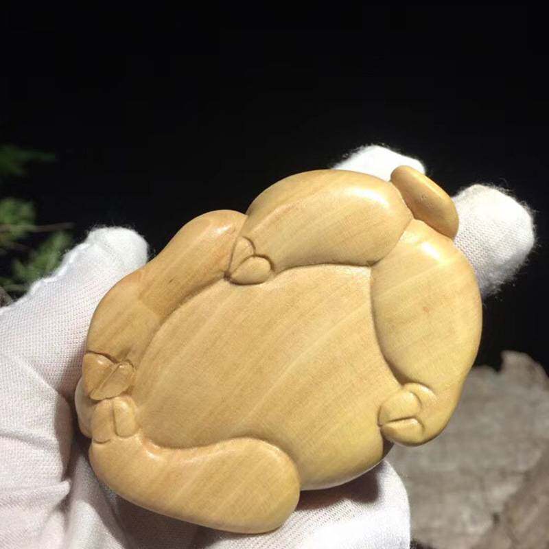 小叶黄杨趴趴猪手把件6×4×3cm 木雕雕刻摆饰摆件客厅工艺品