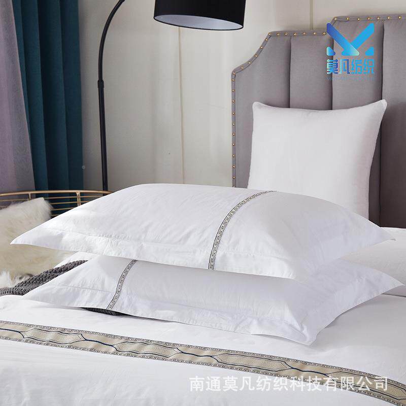 酒店布全棉白6VTS0s纯草缎纹织带款(约米色)床上用品简套件四件