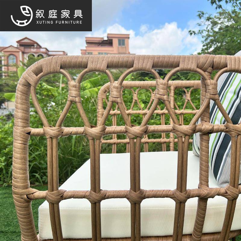 院别墅花园22-8-22-简约藤编沙发组合室外海边泳池庭手工家编闲织