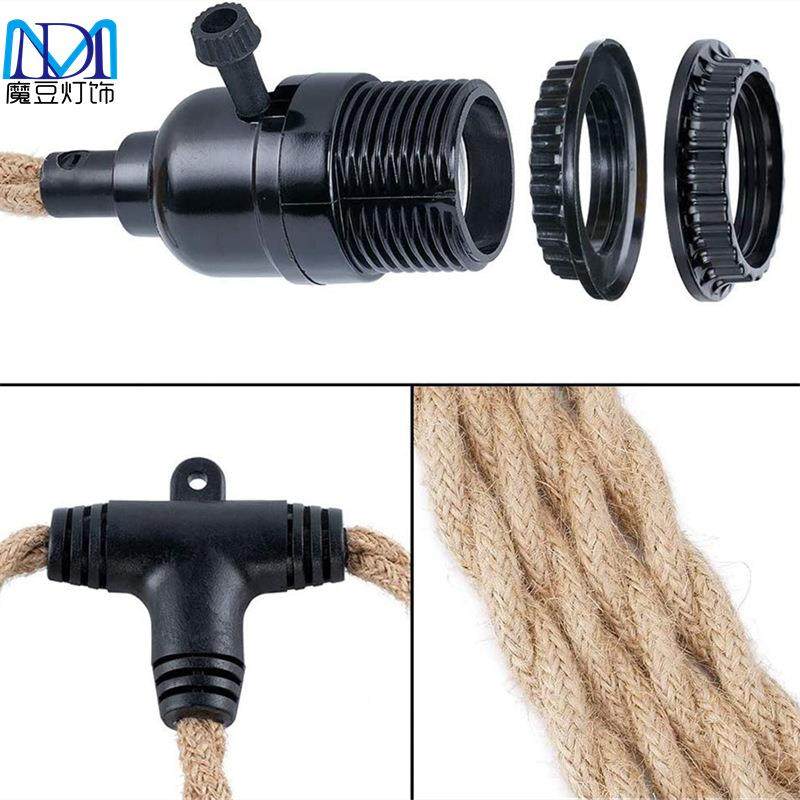 亚马逊美式复古工插业入式灯悬挂灯麻绳三头厅厨房岛卧室MD202302,家装灯饰光源,智能吊灯,淘宝优惠券,粉丝福利购,淘宝优惠卷