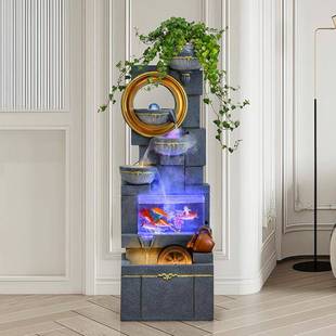 欧式简约假山DOR水流喷泉加湿器境风水轮鱼缸客餐厅玄关跨开业小