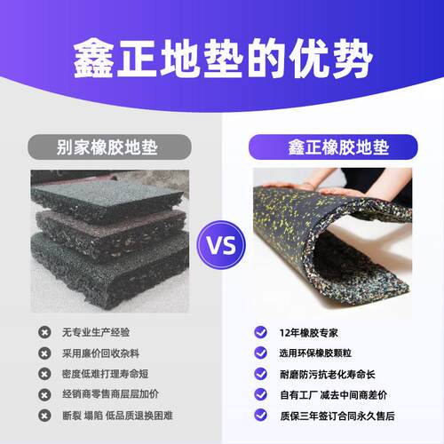 一橡地垫健身房米复合隔橡胶地垫卡扣防滑地NLB胶力胶量区减震音