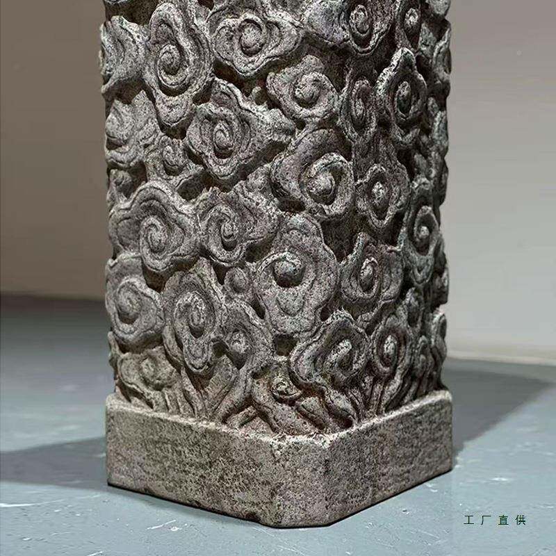 石院雕祥云花柱仿古古青石雕建F99MHJ85刻中式石柱石架花台柱盆景