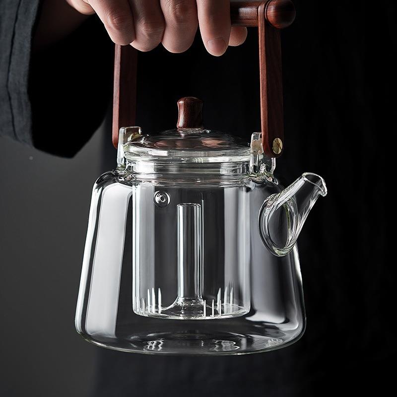木玻璃煮茶壶茶电陶炉实提梁烧水壶大号TLH781双胆具内两用蒸煮茶