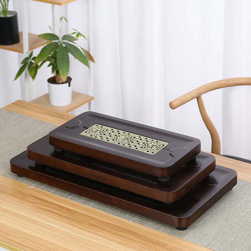 简约竹制托盘茶盘家用小号功夫泡茶台蓄水排水双用长方形干泡盘子