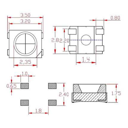 WS2812B灯珠3528幻彩mini四脚内置IC 5V雾状led灯珠颜色任意控制