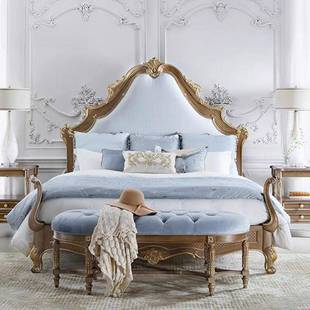 6631.8婚古 别墅卧室Lan 法轻奢手工雕刻实木床欧式 公主米床新典式